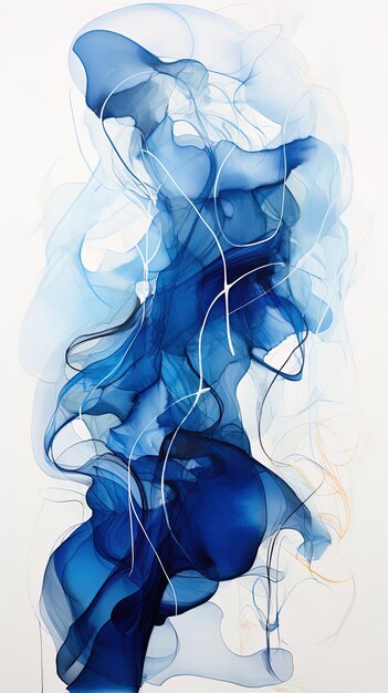 una pintura azul y blanca de un abstracto azul.