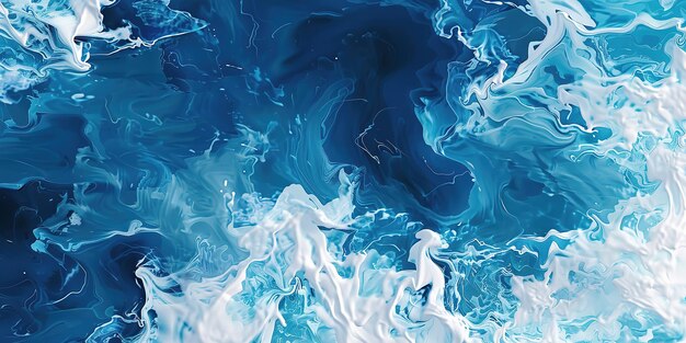Foto pintura azul y blanca del océano