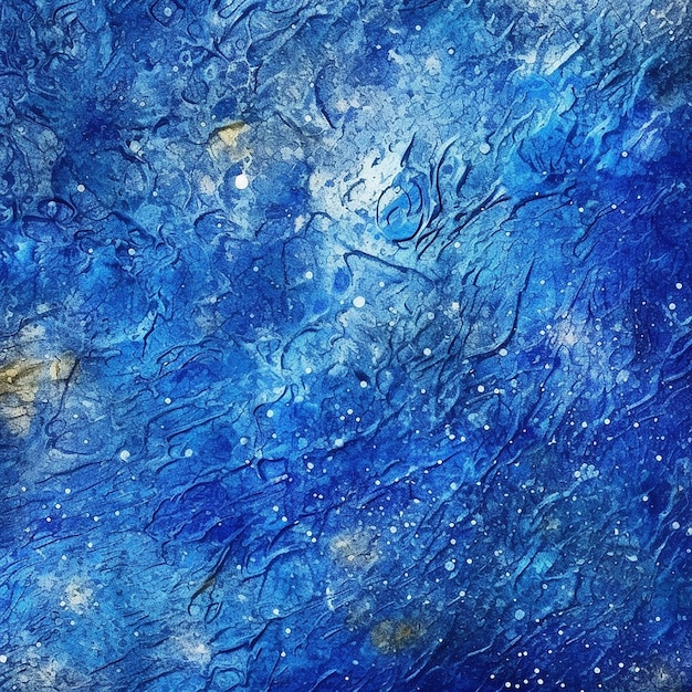 Una pintura azul de un cielo nocturno estrellado