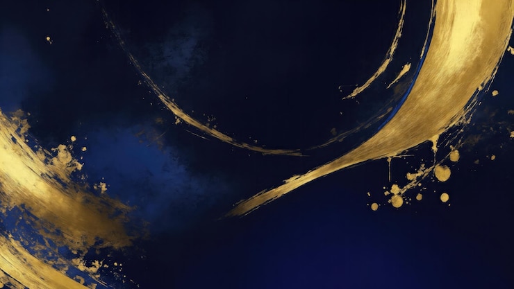 Foto pintura azul escuro e dourado fundo abstrato