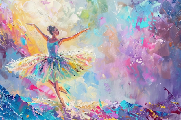 una pintura de una bailarina con una mariposa en la parte inferior