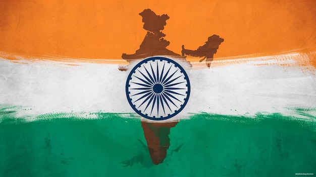 una pintura de la bandera de la India con el título de la India en él