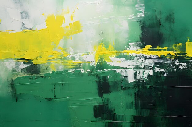 una pintura de una bandera verde y amarilla con un fondo verde