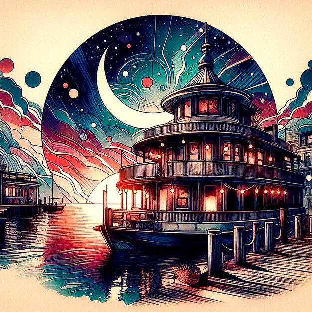 una pintura de un barco que dice el nombre de la ciudad