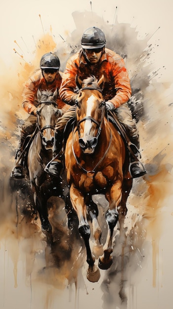 Pintura de un caballo de carreras Jockey Generativa A