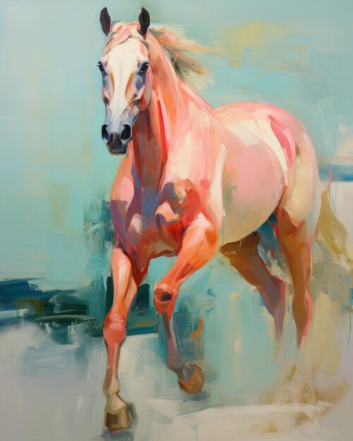 una pintura de un caballo corriendo