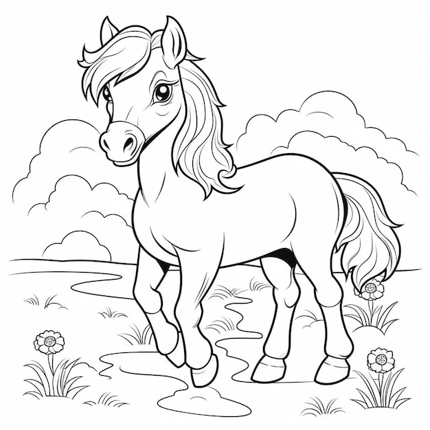 Foto pintura de un caballo con una melena larga y una cara cercana