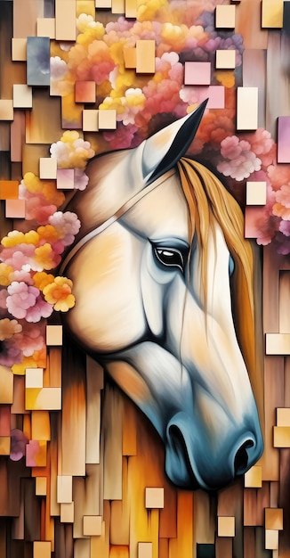 Una pintura de la cabeza de un caballo.