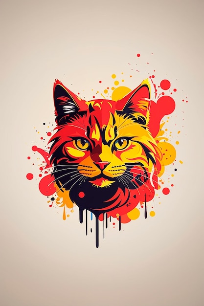 Pintura de camiseta con logo de gato rojo