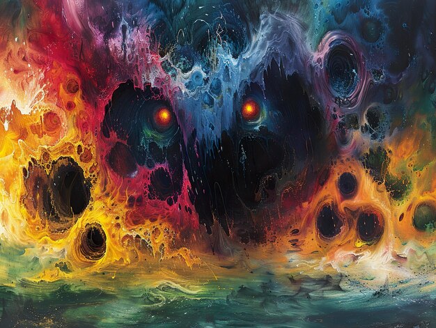 una pintura de una cara con las palabras ojos en ella