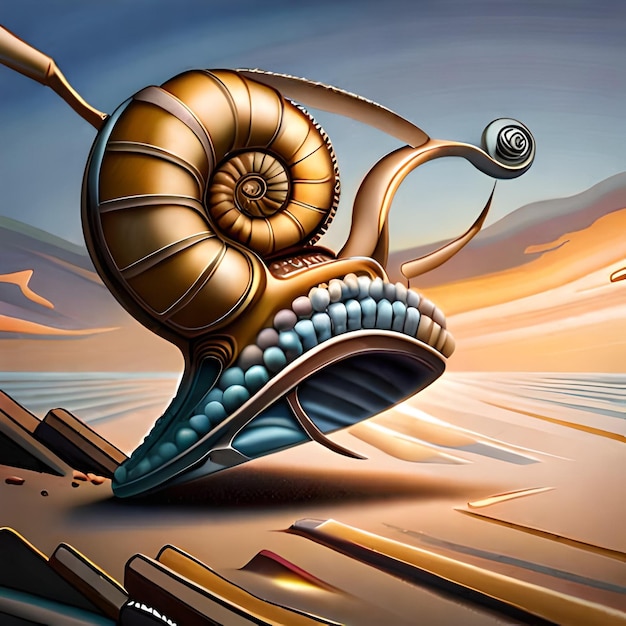 Una pintura de un caracol con un diseño de caracol.