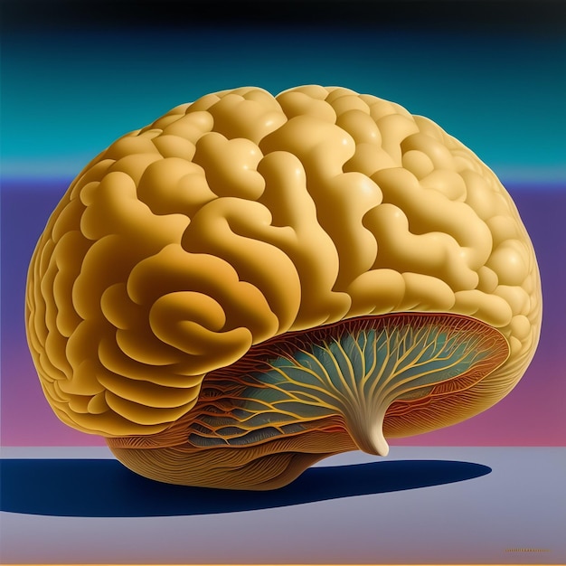 Una pintura de un cerebro con la palabra cerebro en él