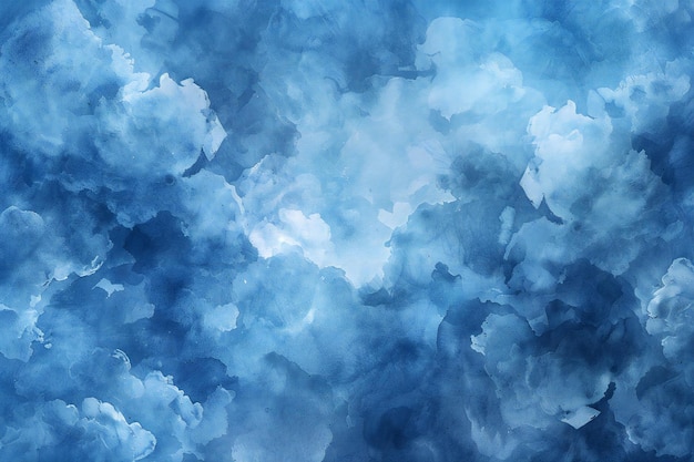una pintura de cielo azul con nubes en el medio