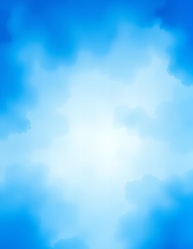 una pintura de un cielo azul con nubes y el sol