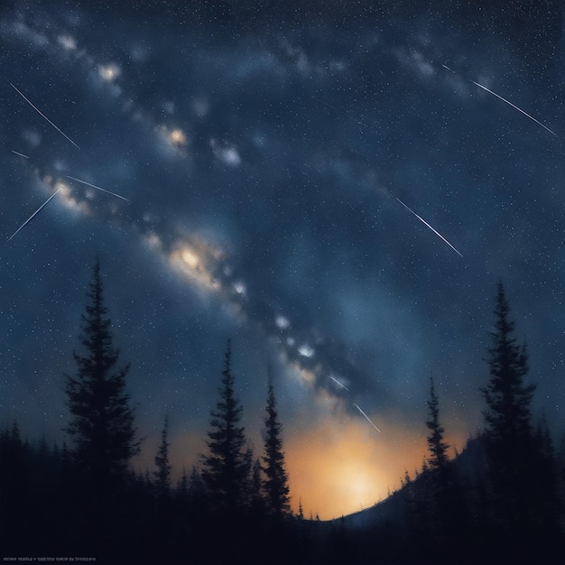 Pintura de un cielo estrellado de noche