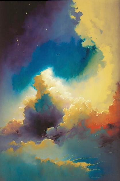 Pintura de un cielo lleno de muchas nubes ai generativo