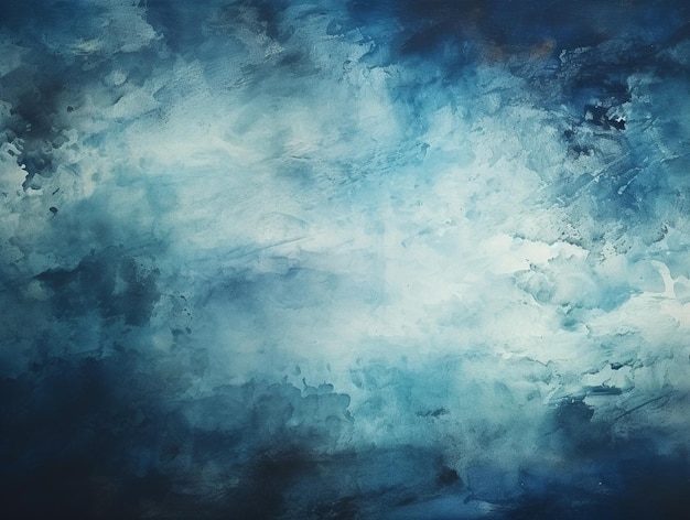 Pintura de un cielo lleno de nubes azules y blancas con un solo plano generativo ai