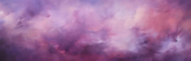 Foto pintura de un cielo lleno de nubes de color púrpura y rosa con un solo plano ia generativa