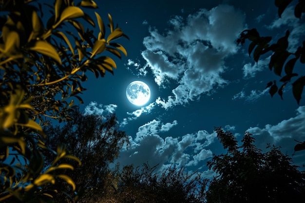 Foto pintura de un cielo nocturno con luna llena