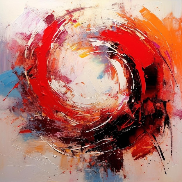 Una pintura de un círculo con un círculo rojo en el medio.
