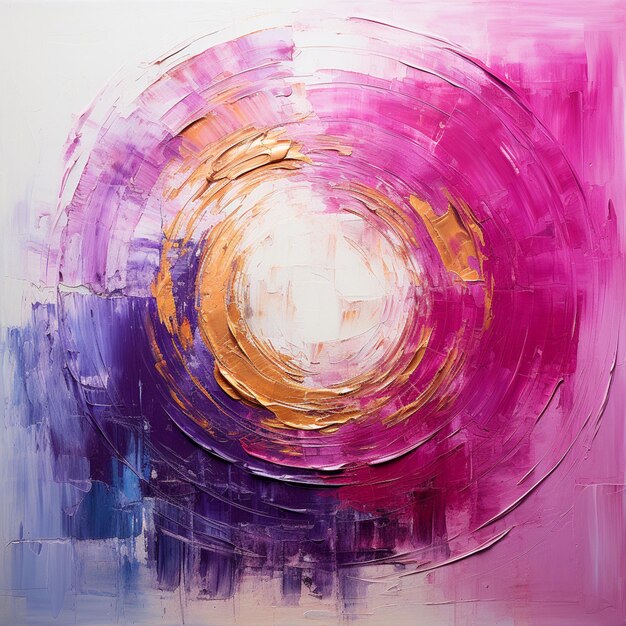 pintura de un círculo rosa y amarillo con un centro blanco generativo ai