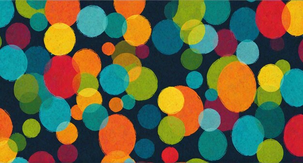 una pintura de círculos con un fondo de círculos de colores