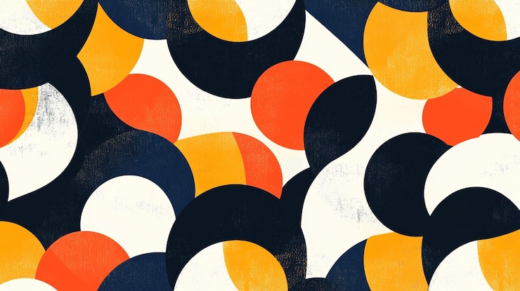 Foto una pintura de círculos con naranja y azul en él