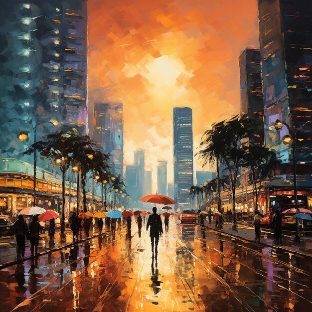 Foto pintura de la ciudad de hong kong