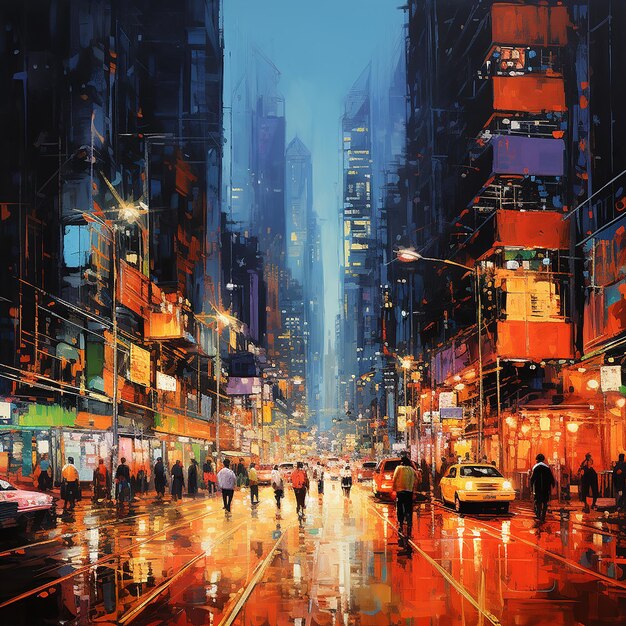 pintura de la ciudad de Hong Kong