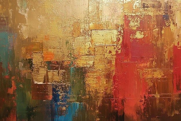 una pintura de una ciudad con muchos colores diferentes