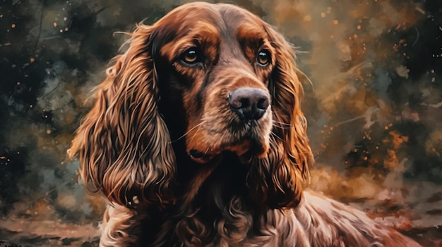 Una pintura de un cocker spaniel por persona.