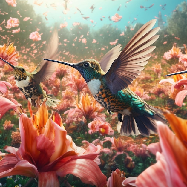 Foto una pintura de un colibrí con la palabra 