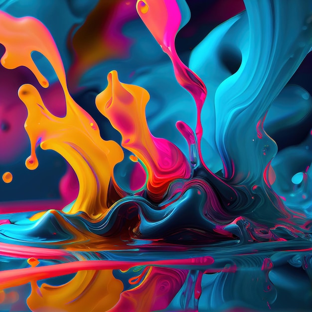 La pintura de color degradado del arco iris que gotea salpica como encabezado de fondo Explosión de aceite de color Ai generativo