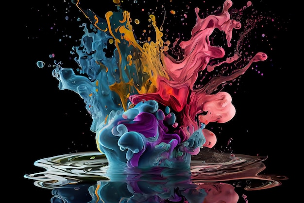 Pintura de colores en agua Generativa Ai