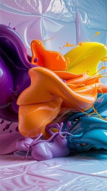 una pintura colorida de un arco iris de pintura de colores con diferentes colores