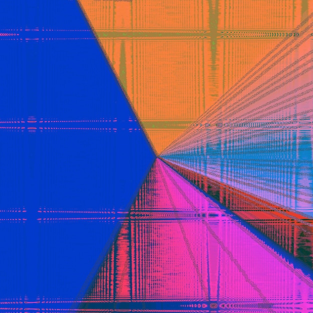 una pintura colorida con un borde azul y rosa