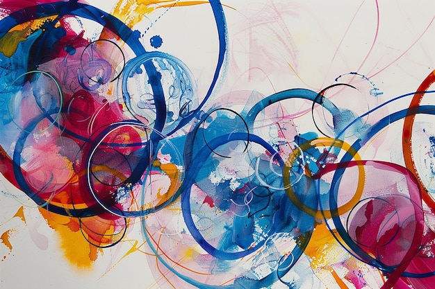 una pintura colorida de círculos y un círculo con un círculo grande en el medio