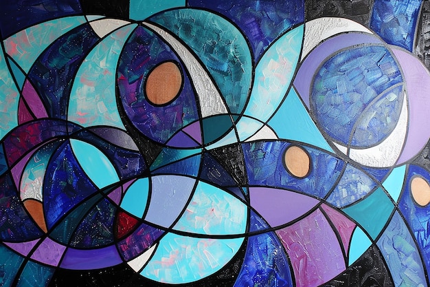 una pintura colorida de círculos y un círculo con un círculo grande en el medio