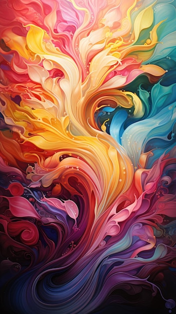 Una pintura colorida con los colores del arcoíris generada por ai.