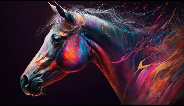 Pintura colorida do cavalo Generative Ai