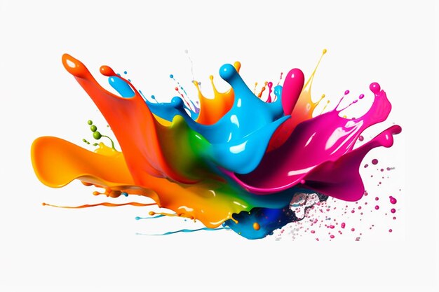 la pintura colorida está sobre un fondo blanco con una línea de color arcoiris