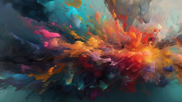 Una pintura colorida de una explosión líquida