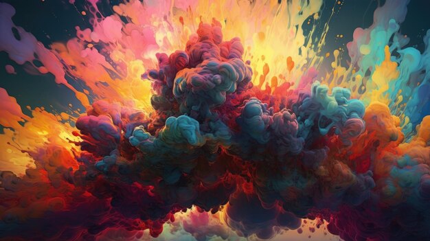 Una pintura colorida de una explosión líquida