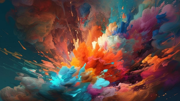 Una pintura colorida de una explosión líquida