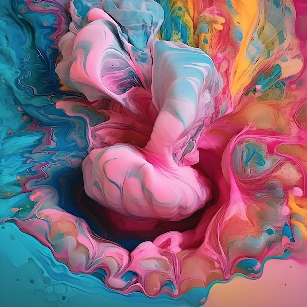 Una pintura colorida de una flor con la palabra arte en ella