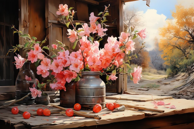 pintura colorida flores pinturas florais cena de flores fundo de flores de primavera