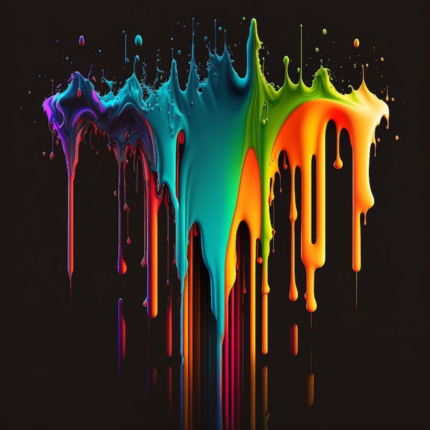 Una pintura colorida con un fondo de arco iris.