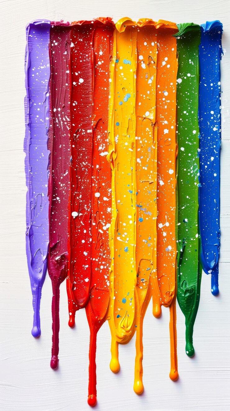pintura colorida fondo blanco plano
