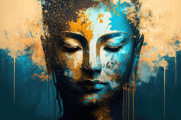 Una pintura colorida de Gautama Buda