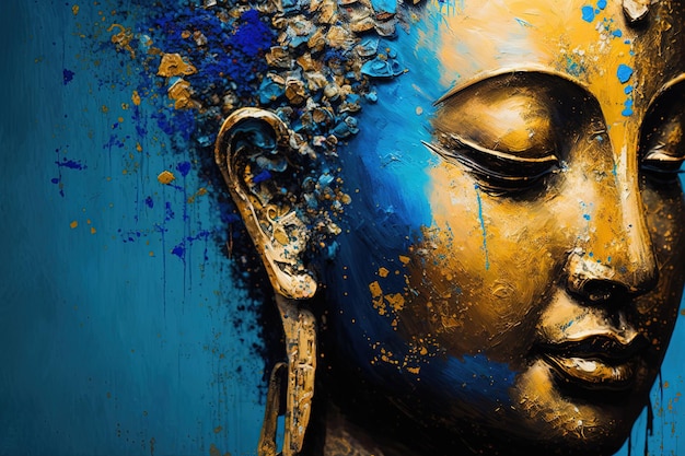 Una pintura colorida de Gautama Buda